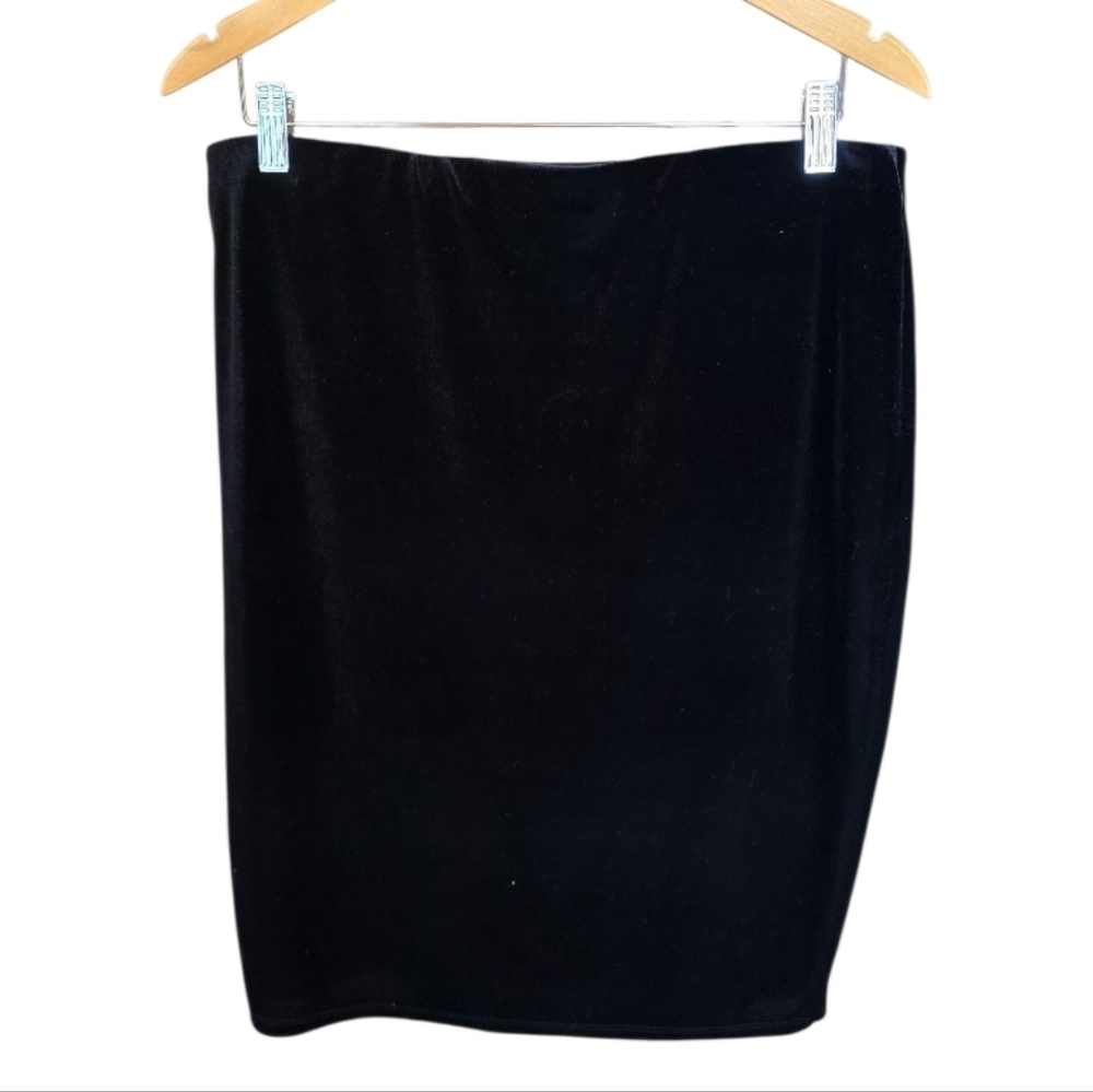 Halogen Black Velvet Elastic Waist Pencil Skirt L - Picture 3 of 7